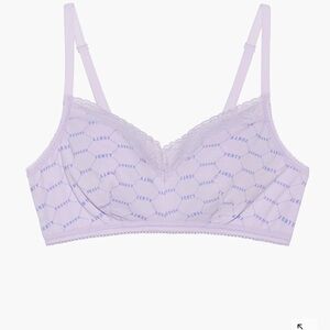 NWT Savage X Fenty Cotton Essentials Lace-Trim Bralette Logo Print Size 3X